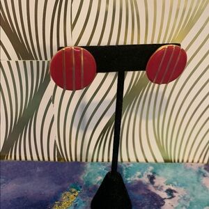 Vintage Pink and Gold Striped Earrings